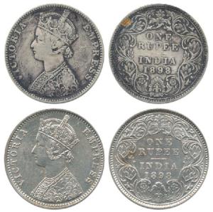 Victoria Empress, Silver Rupee, 1898, Bombay Mint, C2 / I / ’B’ incuse, Calcutta Mint, C3 