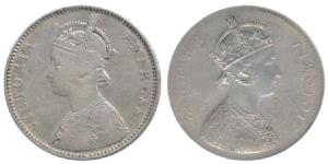 Victoria Empress, Silver Rupee, Error, Brockage, nice deep and complete lakhi impression o