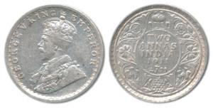 George V, Silver 2 Annas, 1911, Calcutta Mint (Prid 564). Extremely Fine, Rare in this gra