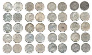 George V, Silver ¼ Rupee, 15 different dates including Bombay and Calcutta Mints, 1912 (2)