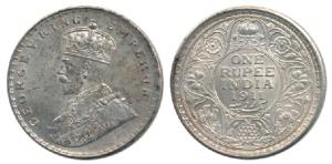 George V, Silver Rupee, 1911, Calcutta Mint. About Extremely Fine, Rare.