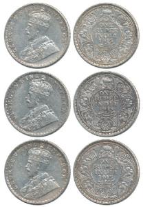 George V, Silver Rupee, 1915 (3), Bombay Mint (2), Calcutta Mint. Very Fine+. (3)