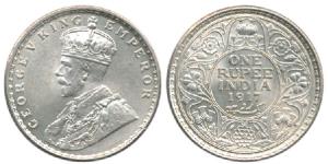 George V, Silver Rupee, 1917, Calcutta Mint. Uncirculated.