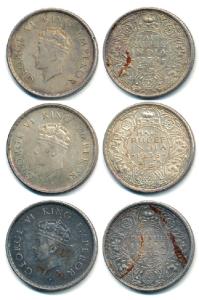 George VI, Silver ½ Rupee (3), 1938, 1939 (2). Nice toning, Very Fine+. (3)