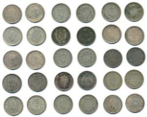 George VI, Half Silver ½ Rupee (15), 1940 (4), 1941, 1942, 1943 (4), 1944 (4) and 1945. Fi