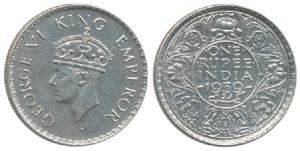 George VI, Silver Rupee, 1939, Bombay Mint, with dot. Extremely Fine, Very Rare.