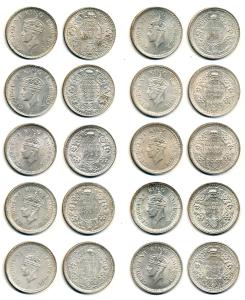 George VI, Half Silver Rupee, different dates and Mints, Bombay Mint 1940, A / Ia, 1941, A
