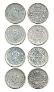 George VI, Silver Rupee (4), 1942, 1944 and 1945 (2). Very Fine+. (4)