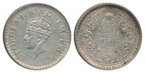 George VI, Half Silver Rupee, 1943, Bombay Mint, A / II, Large Head, Large 3. Very Fine+, 