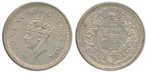 George VI, Half Silver Rupee, 1944, Lahore Mint, D / II. Extremely Fine, Unlisted in any r