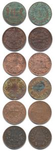 East India Company, ¼ Anna, all 4 with date 1835 and 1857 and 1858 (Pr 140, 142, 148, 147,