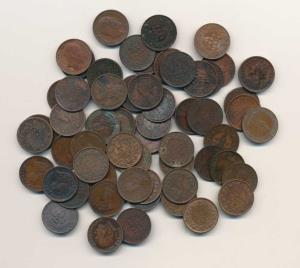 Victoria Queen and Empress, Edward VII, George V and George VI, Copper 1/12th Anna, 45 dif