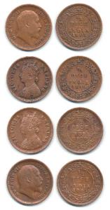 Victoria Empress and Edward VII, Copper ½ Pice (4), 1899, 1900, 1903 and 1905. Very Fine+ 