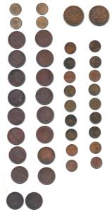 Victoria Queen / Empress and George V, Copper (20), ¼ Anna, 1874 (4) and 1877 (5); 1/12 An