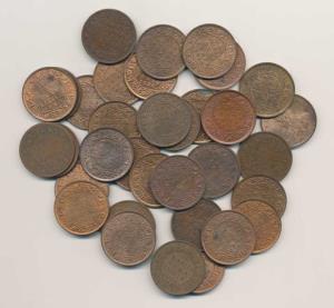 Edward VII, George V and George VI, Copper ¼ Anna, 31 different dates, 1905, 1906, 1907, 1