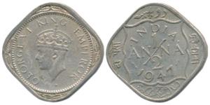 George VI, ½ Anna, 1947, Bombay Mint. About Extremely Fine, Rare.