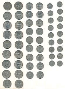 George VI (27), Copper-Nickel Rupee, 1947 (9), ½ Rupee, 1946 (5), 1947 (4) and ¼ Rupee, 19