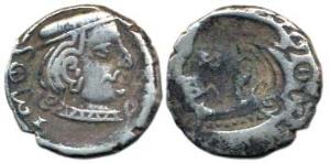 Western Kshatrapas, Silver Drachma, Error, obv. brockage, nice deep and complete Lakhi imp