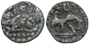 Rashtrakutas, Anonymous, Silver Dramma, 0.3g, elephant walking to right on obv., seated Ga