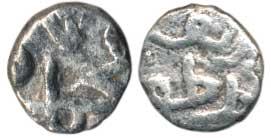 Muhammad Shah I, Silver 1/6 Tanka, 1.32g, Abu-l Muzaffar on obv. AH 98x (GG BH32). Very Fi