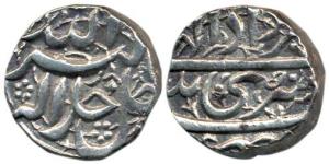 Akbar, Silver Rupee, 11.32g, Srinagar Mint, Ilahi type, Month Amardad, Year 50 (KM 93.5). 