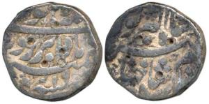 Jahangir, Silver Rupee, 11.02g, Lahore Mint, Bada Bar couplet, RY 19, mint name at top. Fi