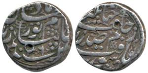 Nur Jahan (AH 1033-1037, AD 1623-1627), Silver Rupee, 11.28g, Surat Mint, poetic couplet o