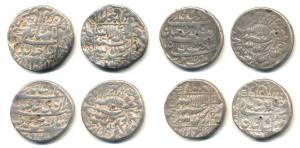 Shah Jahan, Silver Rupee (4), Ahmedabad Mint, AH 1045/8 and AH 1040; Lahore Mint, AH 1039;