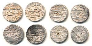 Aurangzeb, Silver Rupee (4), Itawa, Dar-ul-Khair Ajmer, Multan and Shahjahanabad, AH 1114/
