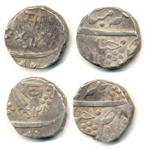 Khande Rao and Malhar Rao, Silver Rupee (2), Baroda Mint, with the title of the ruler Sena