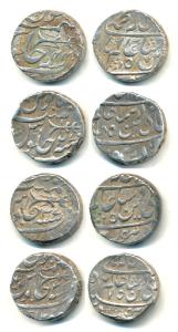 Daulatgarh Mint, Silver Rupee (4), in the name of Muhammad Akbar II, all four with horizon