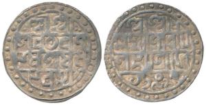 Lakshmi Narayana, Silver Rupee, 10.13g, SE 1509, (KM 45). Very Fine.