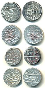 Silver Rupee (4), Awadh, Banaras Mint, in the name of Alamgir II; Bundi, Ram Singh, with t