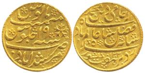 Murshidabad Mint, Gold Mohur, 12.37g, in the name of Shah Alam II, AH 1202/19, 1793-1818 A
