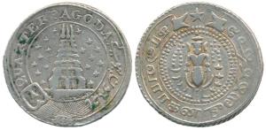Silver ¼ Pagoda, 10.52g, 2nd issue, 1808, value in English and Persian on ribbon around Go