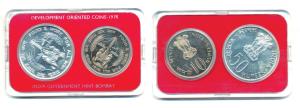 1973 Uncirculated Set, Grow More Food, set of 2, Rupees 10 and 20. In immaculate condition