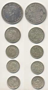 Great Britain, George VI, Half Silver ½ Crown, 1940; Half Silver Shilling, 1942, Half Silv