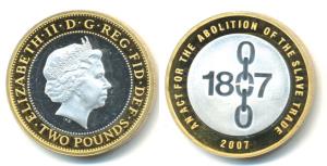 Great Britain, Elizabeth, Gold-gilt Silver 2 Pounds, Off Metal Strike (OMS), but appearanc