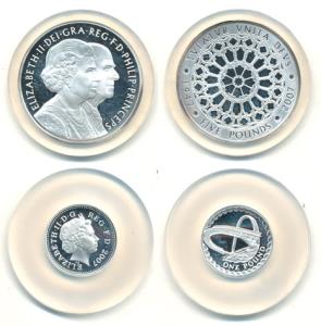 Great Britain, Elizabeth, Silver Crown and Silver Pound, Off Metal Strike (OMS), the first