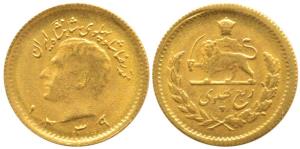 Iran, Muhammad Reza Pahalavi Shah, Gold ¼ Pahlavi, 2g, AH 1354. Uncirculated.