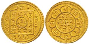 Nepal, Surendra Vikrama, Gold Tola, 12.38g,(a denomination), SE 1773, 1851 AD, Bhawani wri