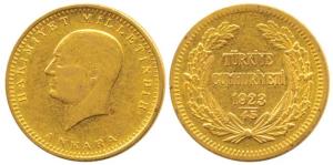 Turkey, Gold 100 Piasters, 7.14g, Ankara, 1923, .917 Fine (KM 102). Extremely Fine.