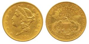United States of America, Gold $20, 33.43g, Liberty on obv., motto above eagle, 1904, stru