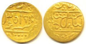 Gold Token, imitating the stylization of a ¼ Mohur ,1.79g, Murshidabad Mint. Very Fine+.