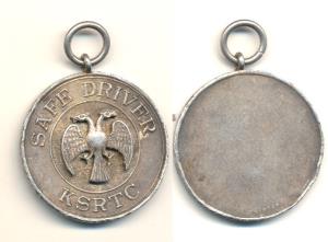 Copper-Nickle Medal, 28.67g, issued by Karanataka State Road Transport Corporation to awar