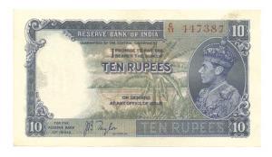 George VI, Rupees 10, 1st issue, 1938, signed J. B. Taylor, (J&R 5.1). Extremely Fine.