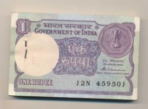 Rupee 1 bundle, 1985, signed S. Venkitaramanan, (J&R 1.10.2A). Uncirculated, Rare. (100)