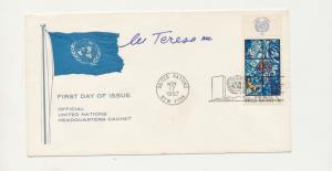 Autograph of Mother Teresa on First day cover, She had founded the Missionaries of Charity