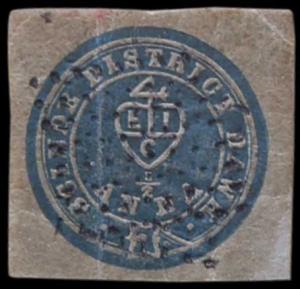 1852, ½ a Blue embossed Scinde Dawk, SG S2, wide margins and very fine used with Diamond o