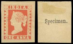 1854, Essay, 1 a. Lithograph with “SPECIMEN” marked on reverse. Fine, Scarce.